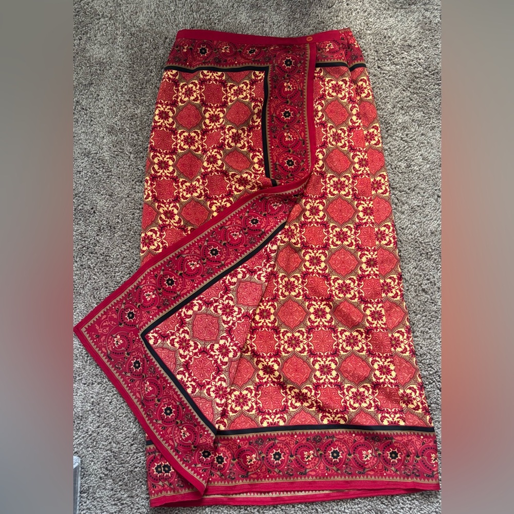 Elegant Red Patterned Skirt